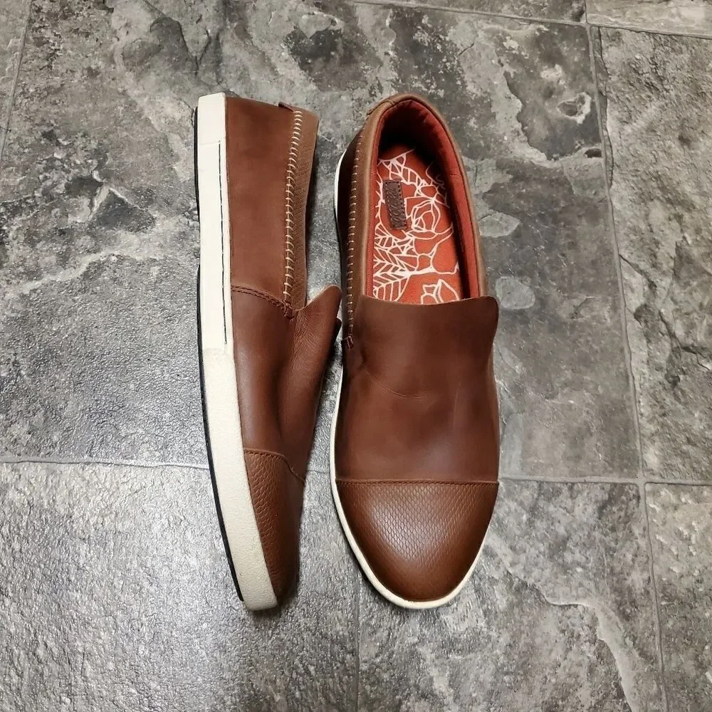 Olukai Women's Alohi‎ Brown Leather Casual Comfort Sneaker Slip-on Shoes 11
